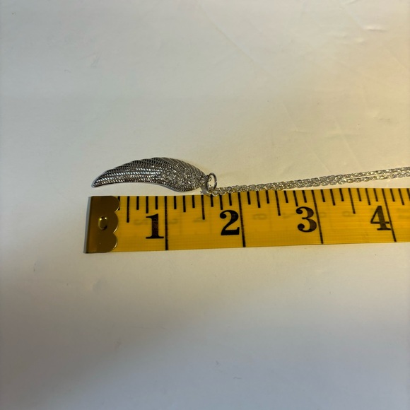 Angel Wing Pendant Neck 925 Silver Embellished with Crystals 18” - Picture 9 of 10